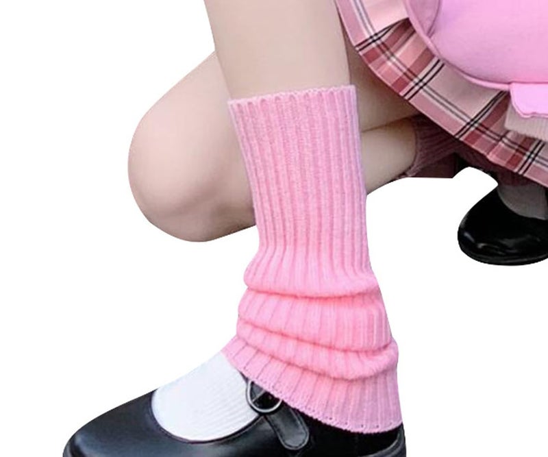 CHUNG Women Juniors Knitted Leg Warmers 16.5" Neon Party Dance Sports Fitness Accessory Pack of 1/2/3 (One Size, Light Pink) - Image 3